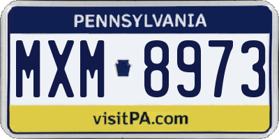 PA license plate MXM8973