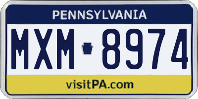 PA license plate MXM8974