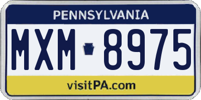 PA license plate MXM8975