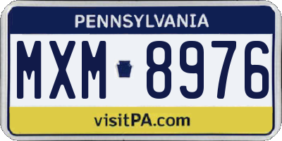 PA license plate MXM8976