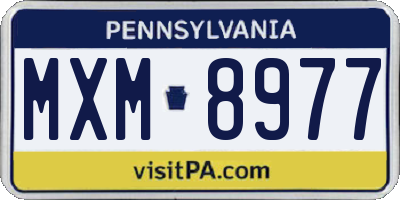 PA license plate MXM8977