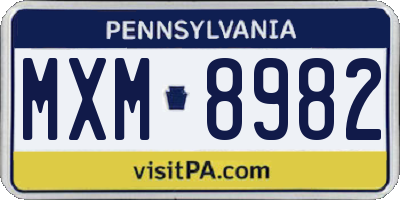 PA license plate MXM8982