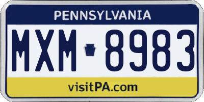PA license plate MXM8983