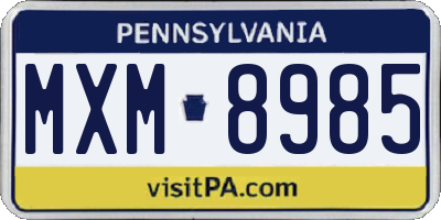 PA license plate MXM8985