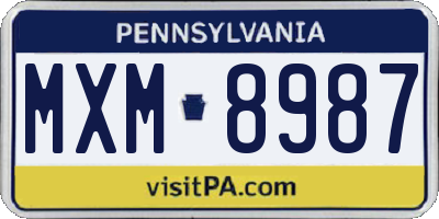 PA license plate MXM8987