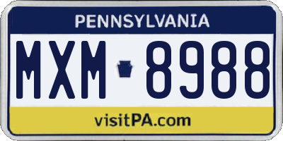 PA license plate MXM8988