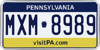 PA license plate MXM8989