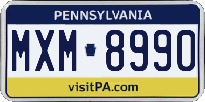 PA license plate MXM8990