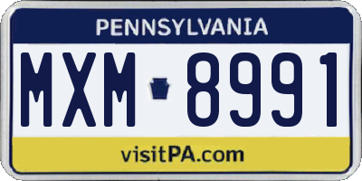 PA license plate MXM8991