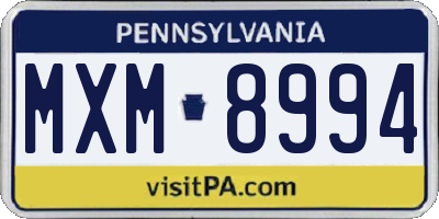 PA license plate MXM8994