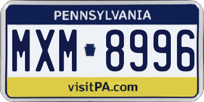 PA license plate MXM8996