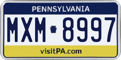 PA license plate MXM8997