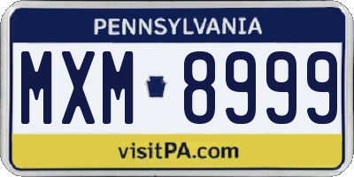 PA license plate MXM8999