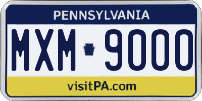 PA license plate MXM9000