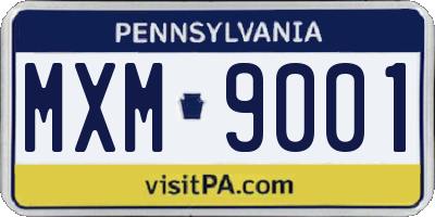 PA license plate MXM9001