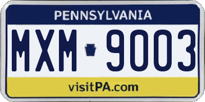 PA license plate MXM9003