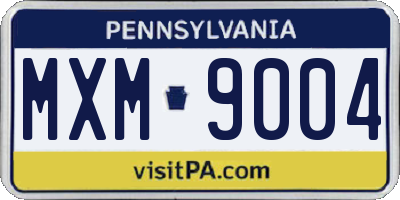 PA license plate MXM9004