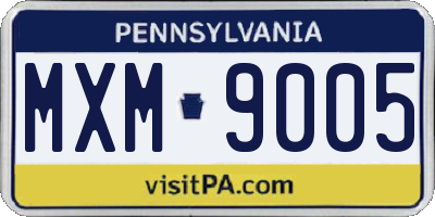 PA license plate MXM9005