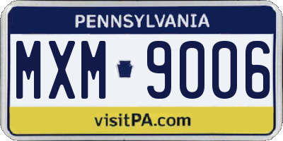 PA license plate MXM9006