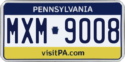 PA license plate MXM9008