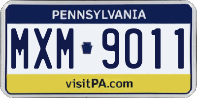 PA license plate MXM9011