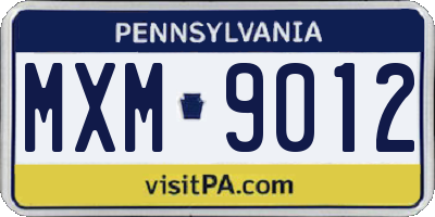 PA license plate MXM9012
