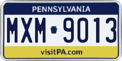 PA license plate MXM9013