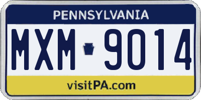 PA license plate MXM9014