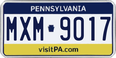 PA license plate MXM9017