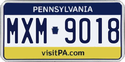 PA license plate MXM9018