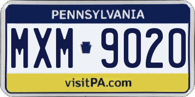 PA license plate MXM9020