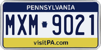 PA license plate MXM9021