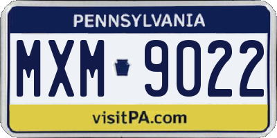 PA license plate MXM9022