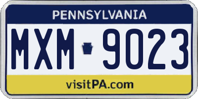 PA license plate MXM9023