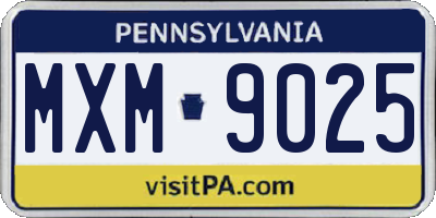 PA license plate MXM9025