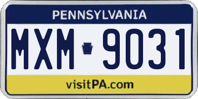 PA license plate MXM9031