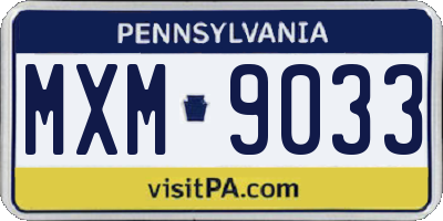 PA license plate MXM9033