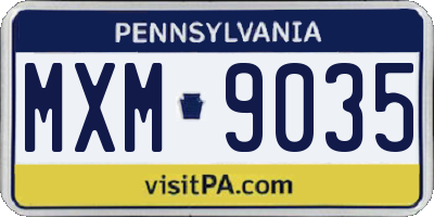 PA license plate MXM9035