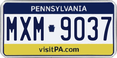 PA license plate MXM9037