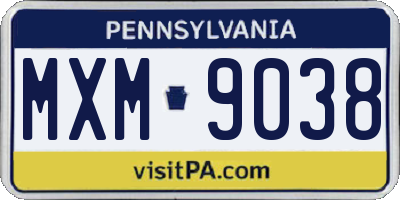 PA license plate MXM9038