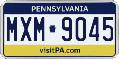 PA license plate MXM9045