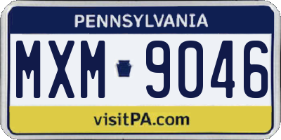 PA license plate MXM9046