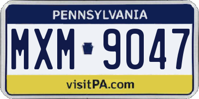 PA license plate MXM9047