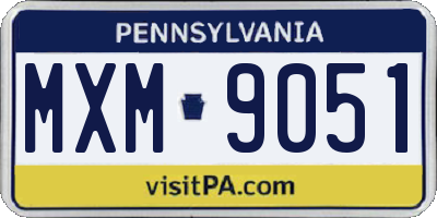 PA license plate MXM9051