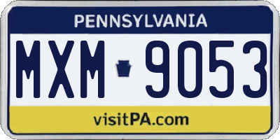 PA license plate MXM9053