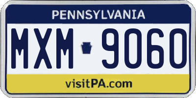 PA license plate MXM9060
