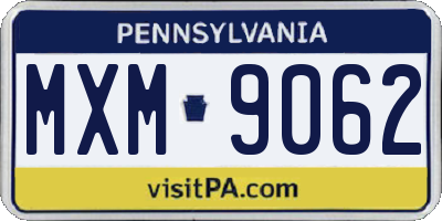 PA license plate MXM9062