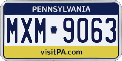PA license plate MXM9063