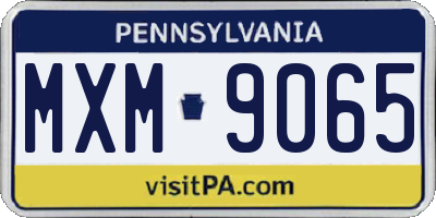PA license plate MXM9065