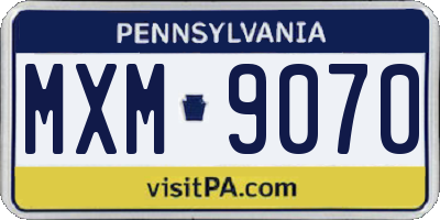 PA license plate MXM9070